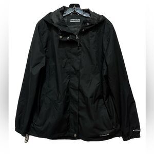 Avalanche Packable Black Hooded Windbreaker Jacket Size XL